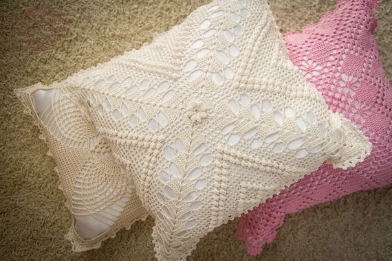 Farmhouse Pillow Crochet Pillowcase Cushion Throw Cover Linen Etsy