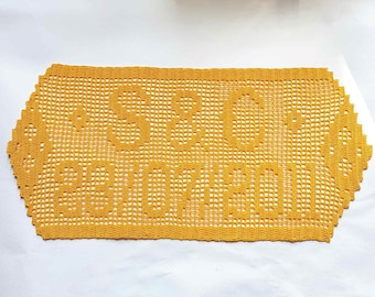 Custom Crochet Cotton Anniversary Doily – Personalized Wedding Date & Initials