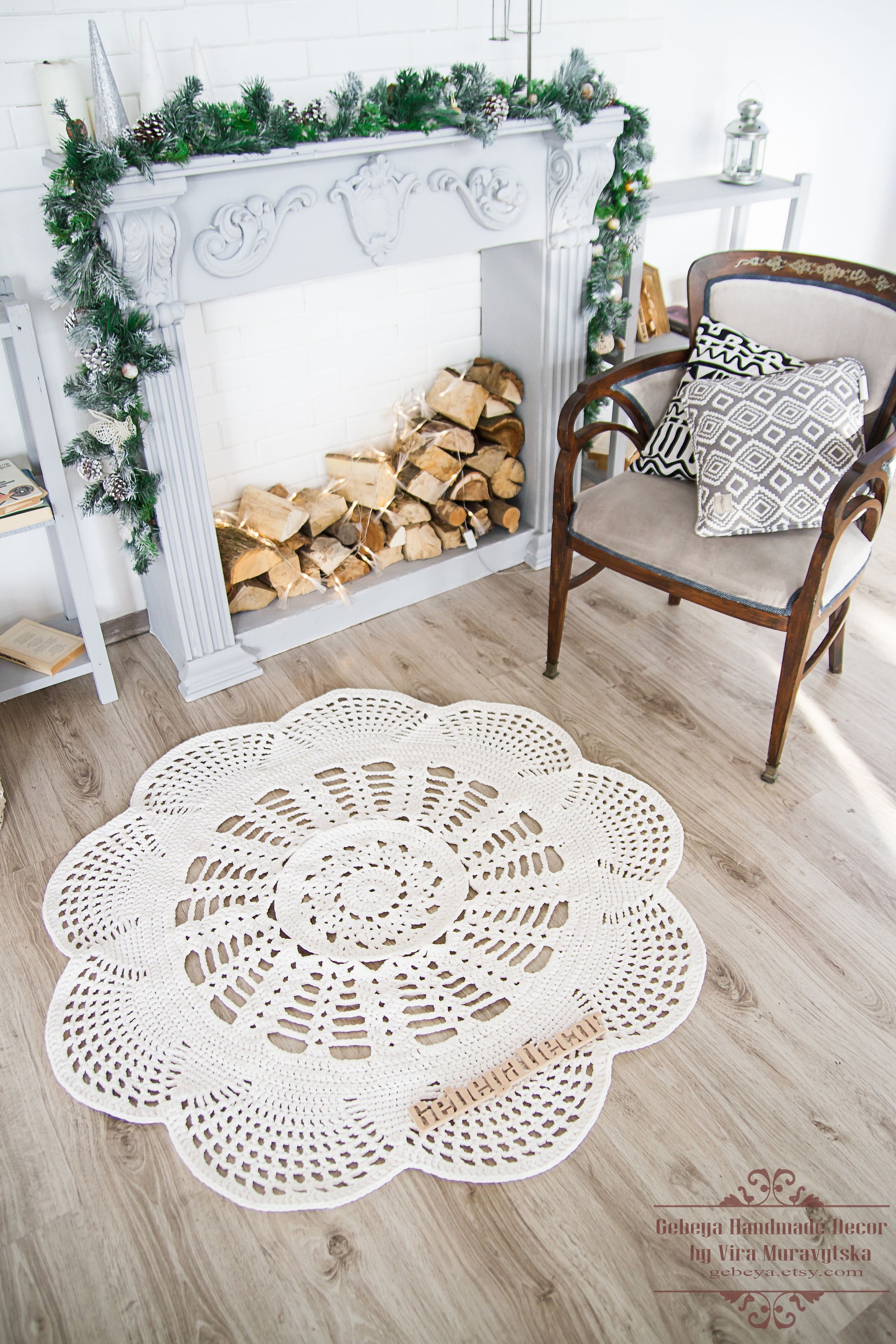 Area Rug Crochet Carpet Cotton Area Farmhouse Rug EMILY Etsy