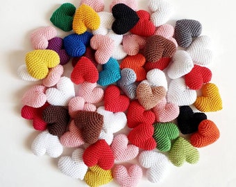 Photo prop stuffed hearts set - mini tray bowl fillers, assorted table decor creativity. Crochet cotton, anniversary favors