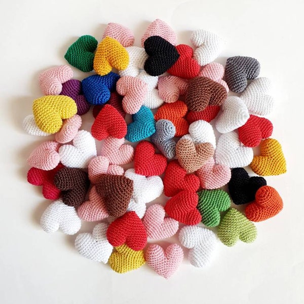 Photo prop stuffed hearts set - mini tray bowl fillers, assorted table decor creativity. Crochet cotton, anniversary favors
