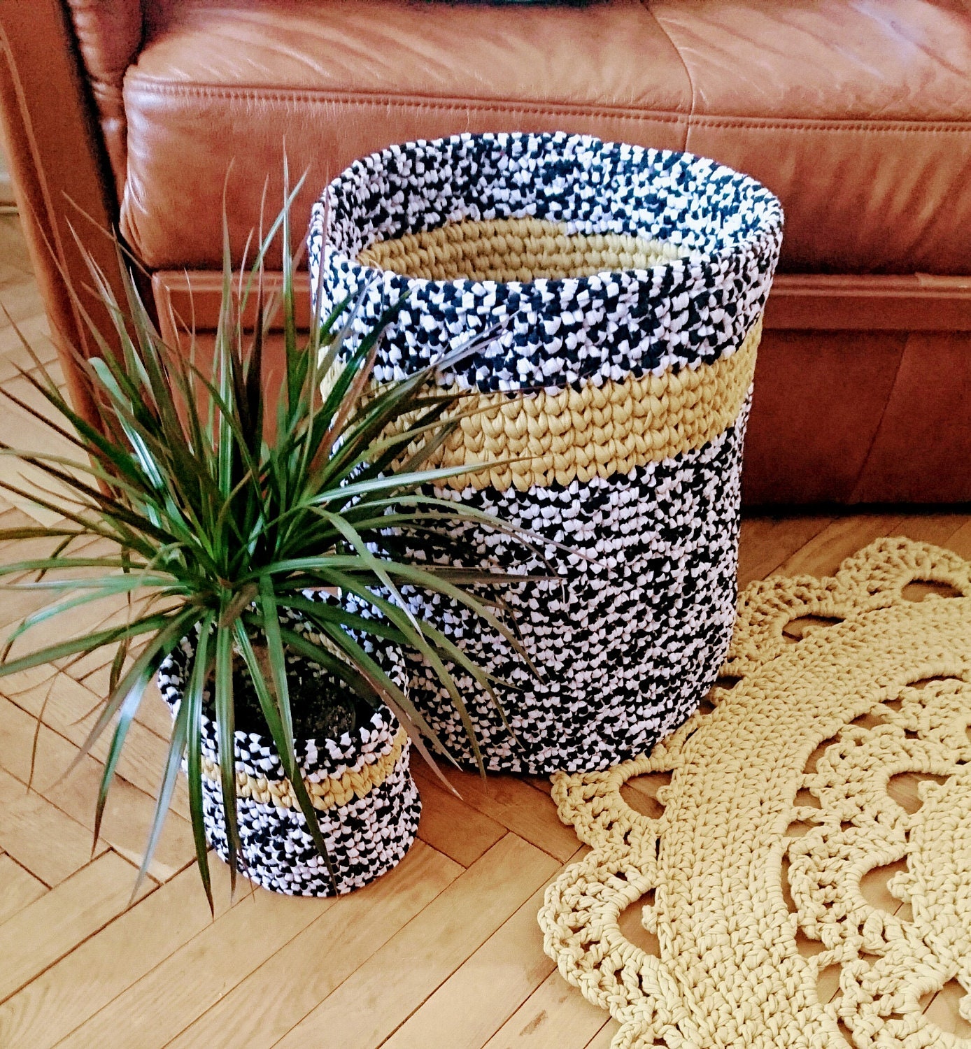 Crochet MELANGE color Basket nursery color basket toy Etsy