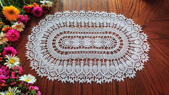 Weisse Ovale Deckchen Ananas Tisch Putzt Spitze Tischlaufer Etsy