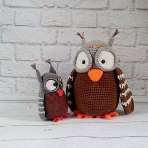 Stuffed owl plush baby toy - perfect woodland decoration, teacher day, 1-st birthday kid, baby shower gift. Handmade crochet owl lover doll