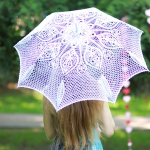 Promo Gehaakte bruiloft paraplu parasol cadeau bruiloft foto witte accessoris kant parasol klaar om te verzenden afbeelding 1