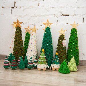 Rustic ornament Tree Christmas garland MINI stocking stuffer. Xmas plush gift amigurumi stuffed tree crochet gift. Secret Santa exchange image 4
