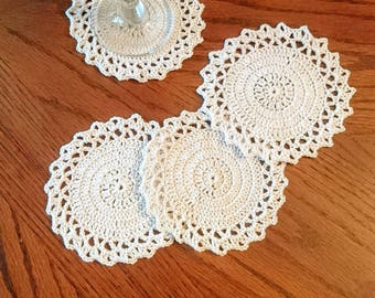 Crochet cup & glass round coasters  gift doily table mat