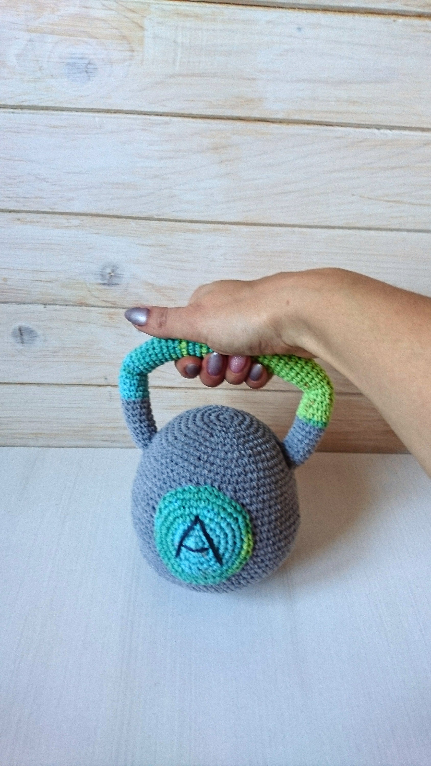 Baby gym busy Kettlebell initial toy. personalized rainbow Etsy