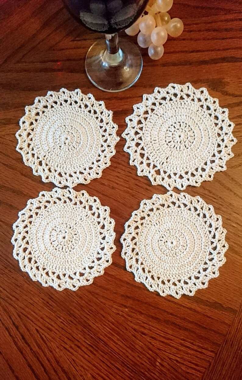 Crochet cup & glass round coasters gift doily table mat image 3