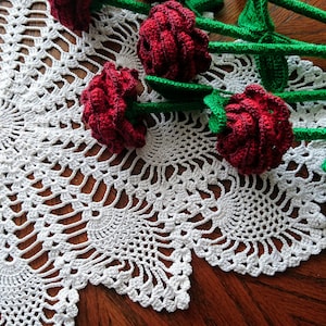 Large oval crochet doily FIANCE nice home decor wedding gift, beauty table runner image 5