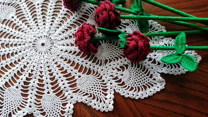 Large oval crochet doily FIANCE nice home decor wedding gift, beauty table runner image 5