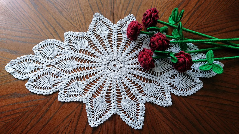 Large oval crochet doily FIANCE nice home decor wedding gift, beauty table runner image 3