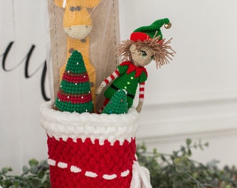 編みぐるみ♡ダックス♡クリスマスブーツ♡クリスマス♡インテリア 編みぐるみ♡ダックス♡クリスマスブーツ♡クリスマス♡インテリア