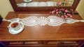 Crocheted Cotton Doily Runner: White Lace Table Decor (39x6.2 inches)