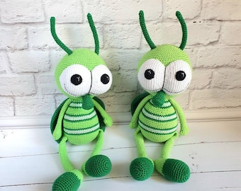 Crochet Green Bug – Handmade safe Stuffed Toy, Baby Shower Gift, First Birthday Crochet Plush