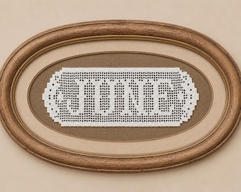 Personalized name doily - custom farmhouse country table runner. Family name anniversary, wedding home decor