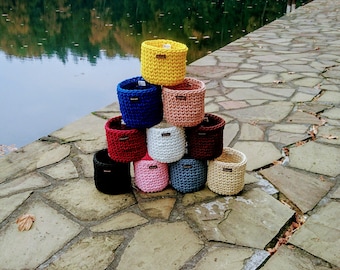 Cesta de tubo de crochet: almacenamiento de cuerda de poliéster para la habitación de los niños o el baño