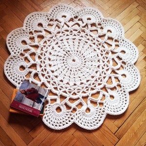 Crochet area rug Anita 40/102 cm Bed side Baby rug Round floor lace living room. Table cover lace tappeto tapis teppich häkelteppich 40 Inches