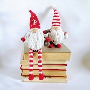 Norway nisse scandinavian Christmas gnomes - crochet stuffed tomte mini Santa Norwegian Swedish shelf sitter. Winter swedan mantel decoratio