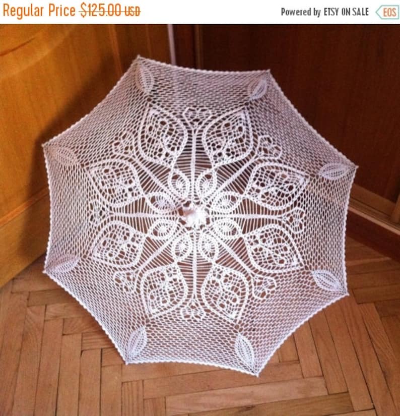 Promo Gehaakte bruiloft paraplu parasol cadeau bruiloft foto witte accessoris kant parasol klaar om te verzenden afbeelding 3