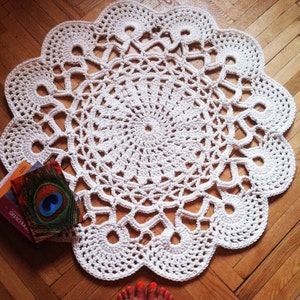 Crochet area rug Anita 40/102 cm Bed side Baby rug Round floor lace living room. Table cover lace tappeto tapis teppich häkelteppich image 2