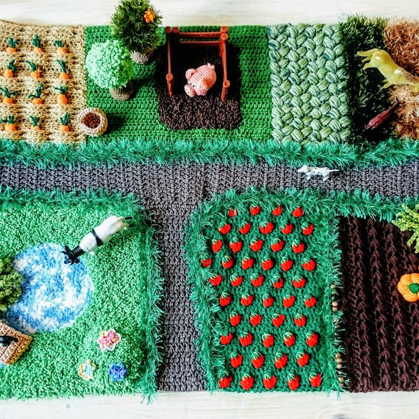 Playmat Toddler  activity toy secondary play mat, baby shower toy. Learning for toddlers sensory nursery kid playmat - crochet busyboard