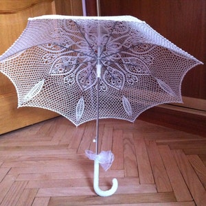 Promo Gehaakte bruiloft paraplu parasol cadeau bruiloft foto witte accessoris kant parasol klaar om te verzenden afbeelding 4