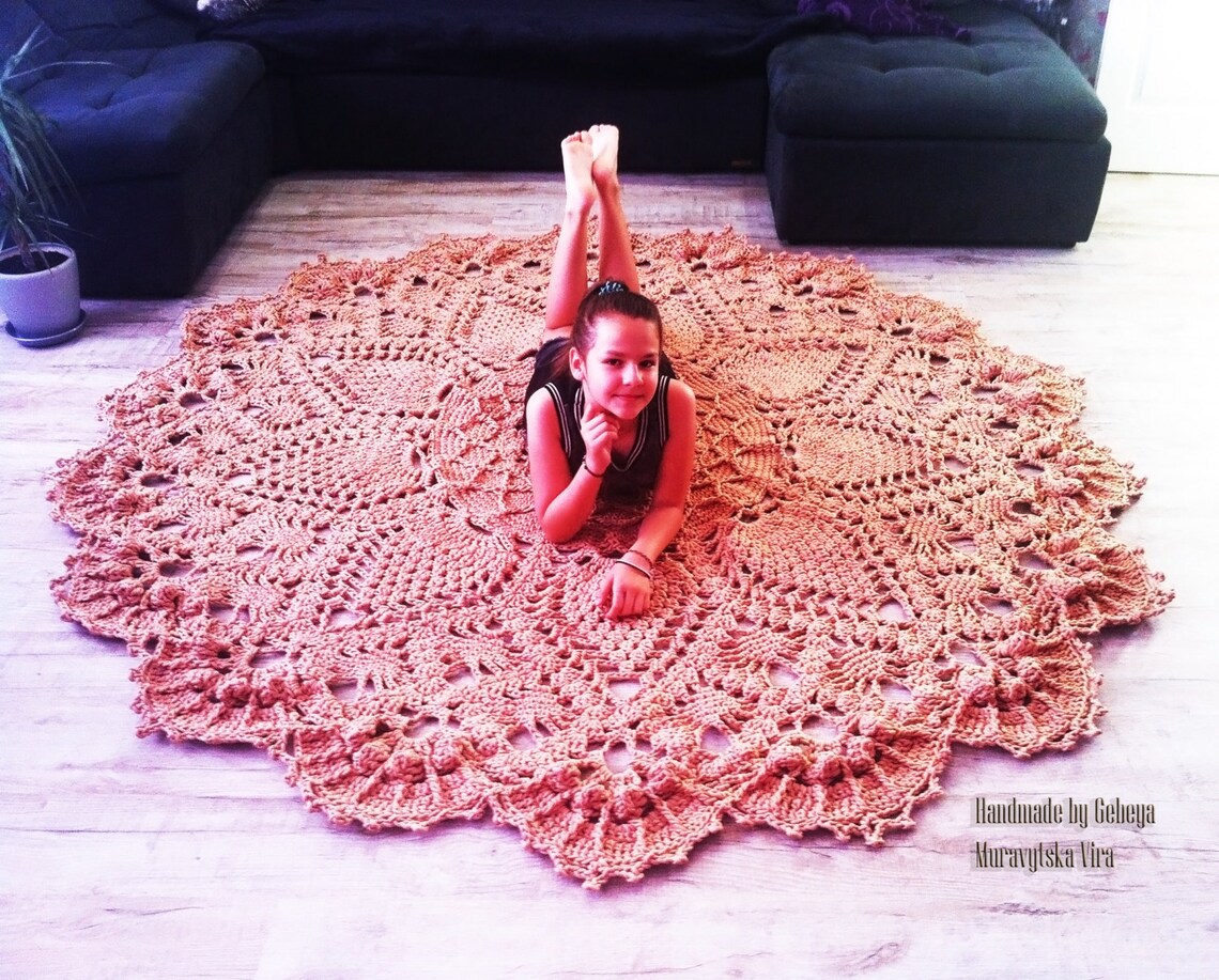 Extra Large round Crochet giant rug carpet living room Etsy