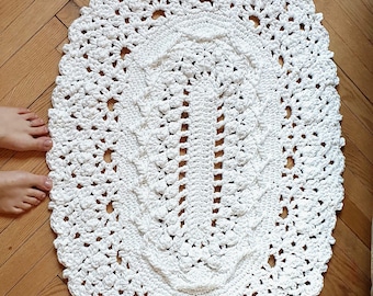 Crochet Textured Oval Rug: 3D Baby Room Mat