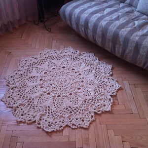 Bed side round cotton rug 44&quot;, 3D eco area rug -  living room rug - vintage rug, carpet. French country decor