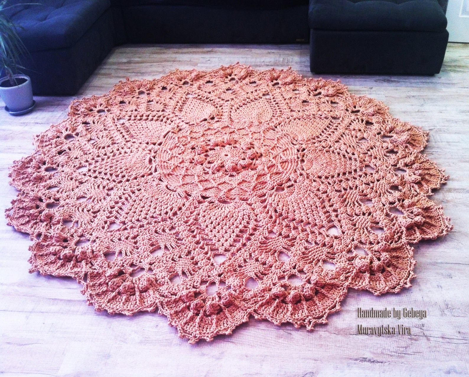 Extra Large round Crochet giant rug carpet living room Etsy