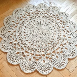 Crochet area rug Anita 40/102 cm Bed side Baby rug Round floor lace living room. Table cover lace tappeto tapis teppich häkelteppich 47 Inches