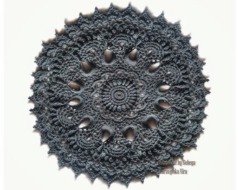 3D Crochet Rug: Gray Polyester Doily Lace, 50-inch Diameter