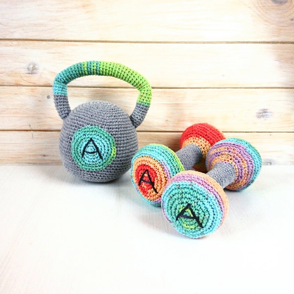 Crochet Kettlebells & Dumbbell Set: Personalized Montessori Toy