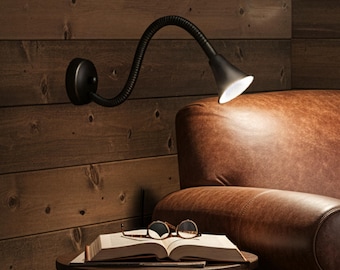 Rustic Dark Bronze Matte Wall Lamp | Adjustable Reading Light | Hardwired Sconce