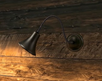 Rustic Dark Bronze Wall Lamp, Hardwired Adjustable Reading Sconce,