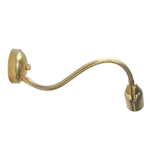 A Solid Brass reading lamp with flexible arm, Brass matte or gloss finish, Ideal reading bedroom sconce.