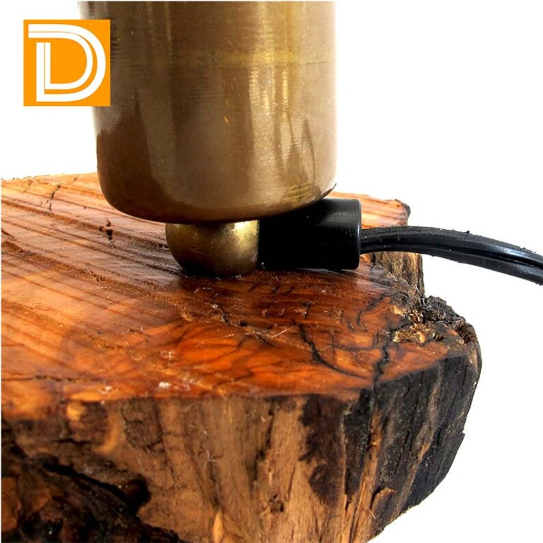 One of a kind olive wood table lamp with brass bulb socket ...
