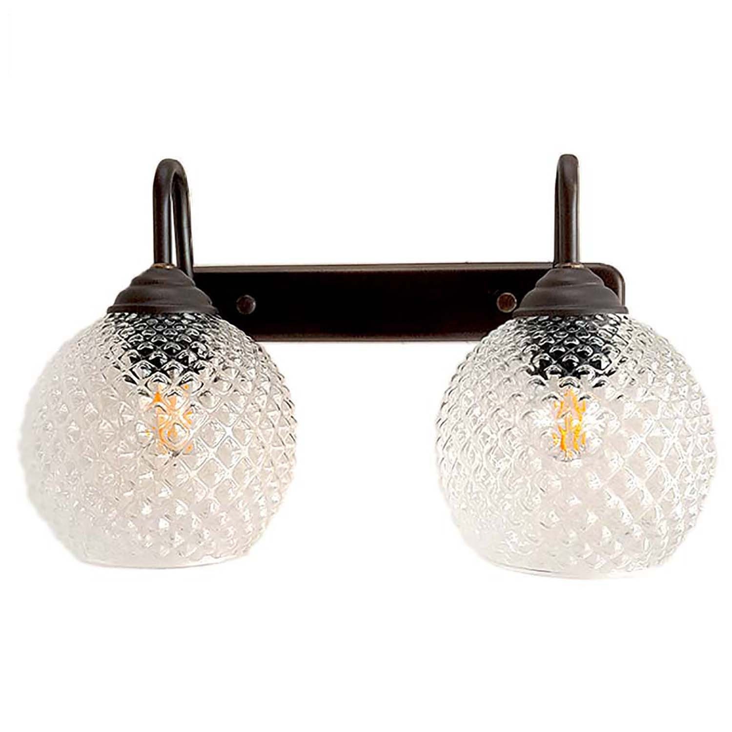 Brass vanity lamp with clear glass globe shade Etsy