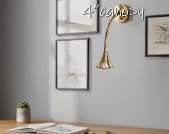 Gooseneck Reading Light | Gloss Brass Wall Lamp | Adjustable Task Lamp | Bedside Sconce