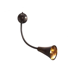 XX A Reading sconce with switch on wall canopy, Adjustable flexible Brass arm, Dark Bronze gooseneck reading Lamp.