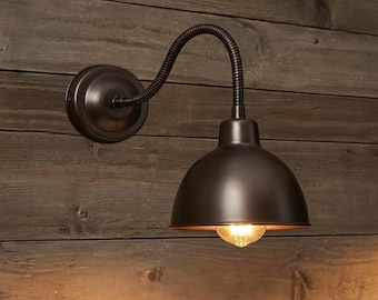 Rustic Matte Bronze Wall Lamp | Adjustable Arm Patina Dark Bronze Sconce