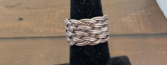 Vintage 9 West Sterling Silver Basketweave Band- … - image 2