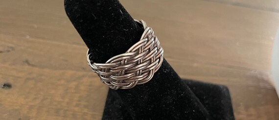 Vintage 9 West Sterling Silver Basketweave Band- … - image 3