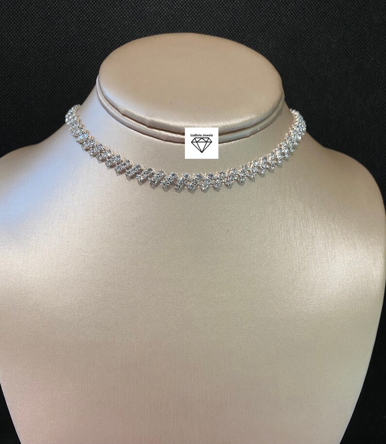 Stella Choker. Gorgeous Choker Necklace with Sparkly Glass Crystals. Trendy Choker. Celebrity Choker. Bridal Necklace. image 2