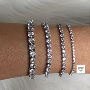 3 Colors 4 Sizes Classic Tennis Bracelet Cubic Zirconia 18K Gold, Rose Gold or Platinum Plating Bridal Bracelet Trendy Jewelry. image 7