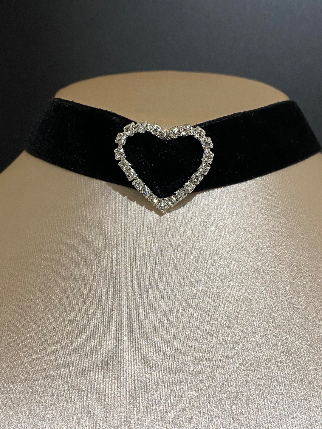 Heart Choker Black Velvet Choker With Heart Shaped Crystal Trendy Sexy