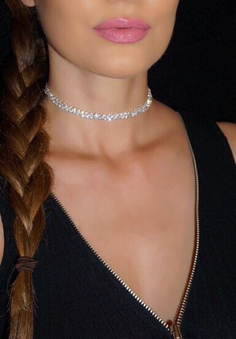 Stella Choker. Gorgeous Choker Necklace with Sparkly Glass Crystals. Trendy Choker. Celebrity Choker. Bridal Necklace. image 1