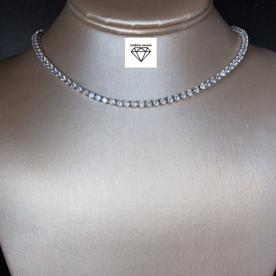 3mm High Quality Tennis Choker Necklace Cubic Zirconia 18K Etsy