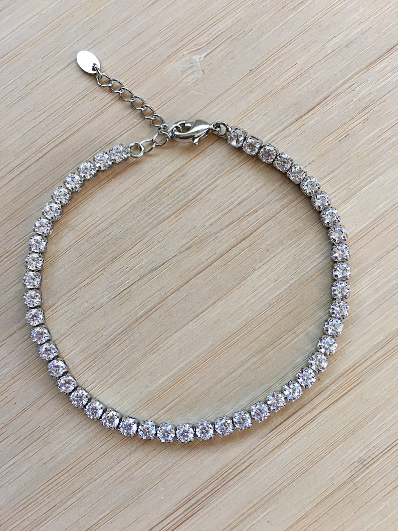 3mm Cubic Zirconia Tennis Bracelet. High Quality Adjustable Etsy